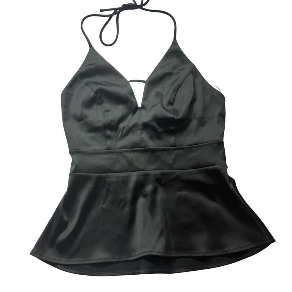 Express black satin halter top